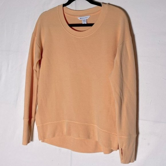 Athleta Tops - Athleta Orange Waffle Knit Long Sleeve Crew Neck Top S